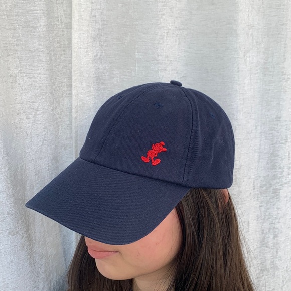 Disney Accessories - Disney Parks Mickey Mouse Red Embroidered Adjustable Navy Blue Cap